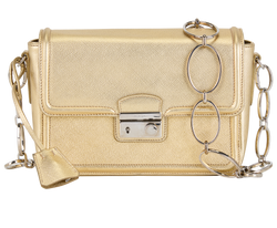 Lock Chain Crossbody, Saffiano, Gold, MII, DB, 2*